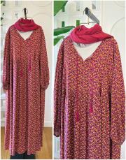 sevilla vual viskon elbise vişne 