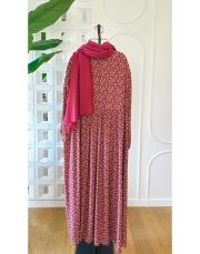 sevilla vual viskon elbise vişne  3