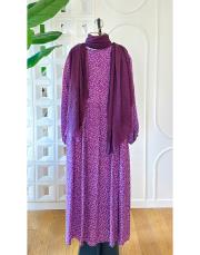 mini çiçekli vual viskon elbise leylak 4