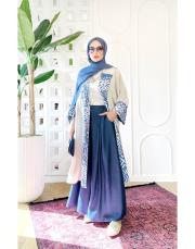 ithal tencel kemerli pantolon etek mavi 2