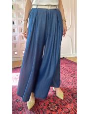 ithal tencel kemerli pantolon etek mavi 3