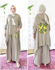 limon nakışlı tasarım takım bej