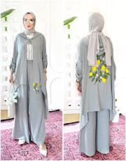 limon nakışlı tasarım takım gri