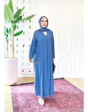 lorien kabartma nakışlı elbise indigo 4