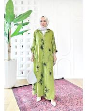 liza ithal keten takım yağyeşili