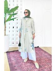 ithal cep pullu keten gömlek bej