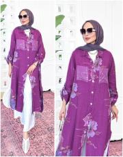 ithal cep pullu keten gömlek leylak