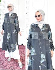 ithal cep pullu keten gömlek antrasit