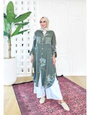 ithal cep pullu keten gömlek haki