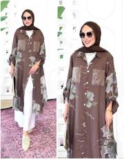 ithal cep pullu keten gömlek kahve