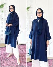 elina tencel oversize gömlek lacivert