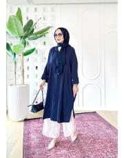 elina tencel oversize gömlek lacivert 2