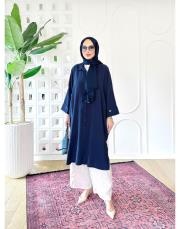 elina tencel oversize gömlek lacivert 3