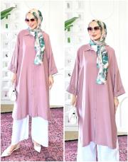 elina tencel oversize gömlek pudra