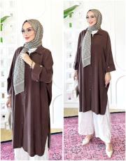 elina tencel oversize gömlek kahve