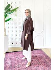 elina tencel oversize gömlek kahve 2