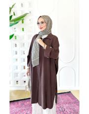 elina tencel oversize gömlek kahve 3