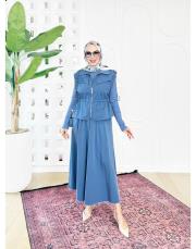 üçlü spor etekli takım mavi