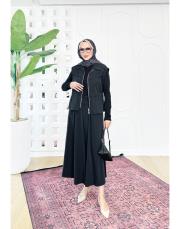 üçlü spor etekli takım siyah