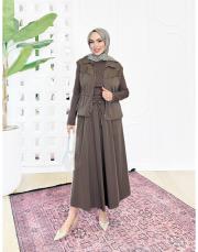 üçlü spor etekli takım kahve