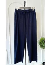 yıkamalı ince tencel pamuk pantolon lacivert