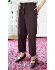 yıkamalı ince tencel pamuk pantolon kahve