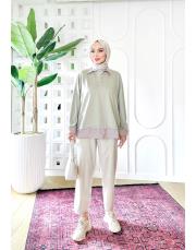 gömlek detaylı sweat tunik mint