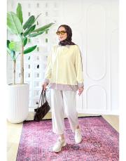 gömlek detaylı sweat tunik sarı 3