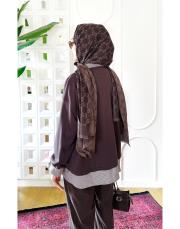 gömlek detaylı sweat tunik kahve 2