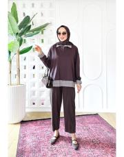 gömlek detaylı sweat tunik kahve 3