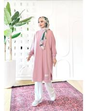 etiket detay oversize sweat tunik pudra 2