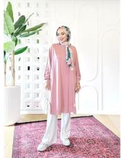 etiket detay oversize sweat tunik pudra 3