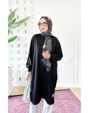 etiket detay oversize sweat tunik siyah 2