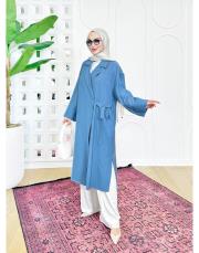 tencel yandan bağlamalı oversıze kap mavi 2