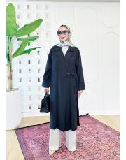tencel yandan bağlamalı oversıze kap siyah 2