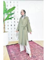 tencel yandan bağlamalı oversıze kap haki