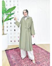 tencel yandan bağlamalı oversıze kap haki 2