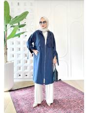 ketie tencel kapşonlu kap lacivert 3