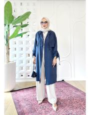 ketie tencel kapşonlu kap lacivert 4