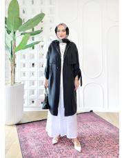 ketie tencel kapşonlu kap siyah 3