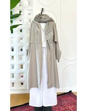 ketie tencel kapşonlu kap taş