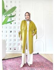 ketie tencel kapşonlu kap yağyeşili