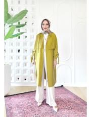 ketie tencel kapşonlu kap yağyeşili 2