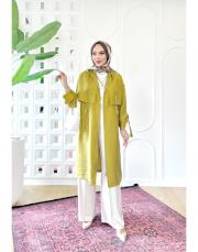 ketie tencel kapşonlu kap yağyeşili 3