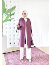 ketie tencel kapşonlu kap açık bordo