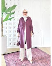 ketie tencel kapşonlu kap açık bordo 2