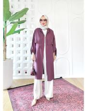 ketie tencel kapşonlu kap açık bordo 3