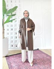 ketie tencel kapşonlu kap kahve 3