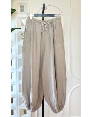 irina ithal keten şalvar pantolon vizon