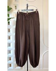 irina ithal keten şalvar pantolon kahve